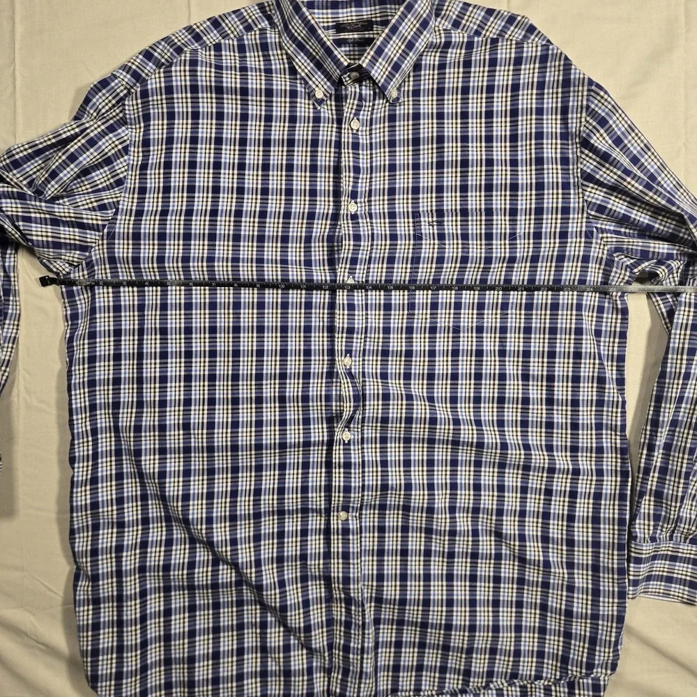 Paul & Shark men's long sleeve checked plaid formal button up shirt size 45